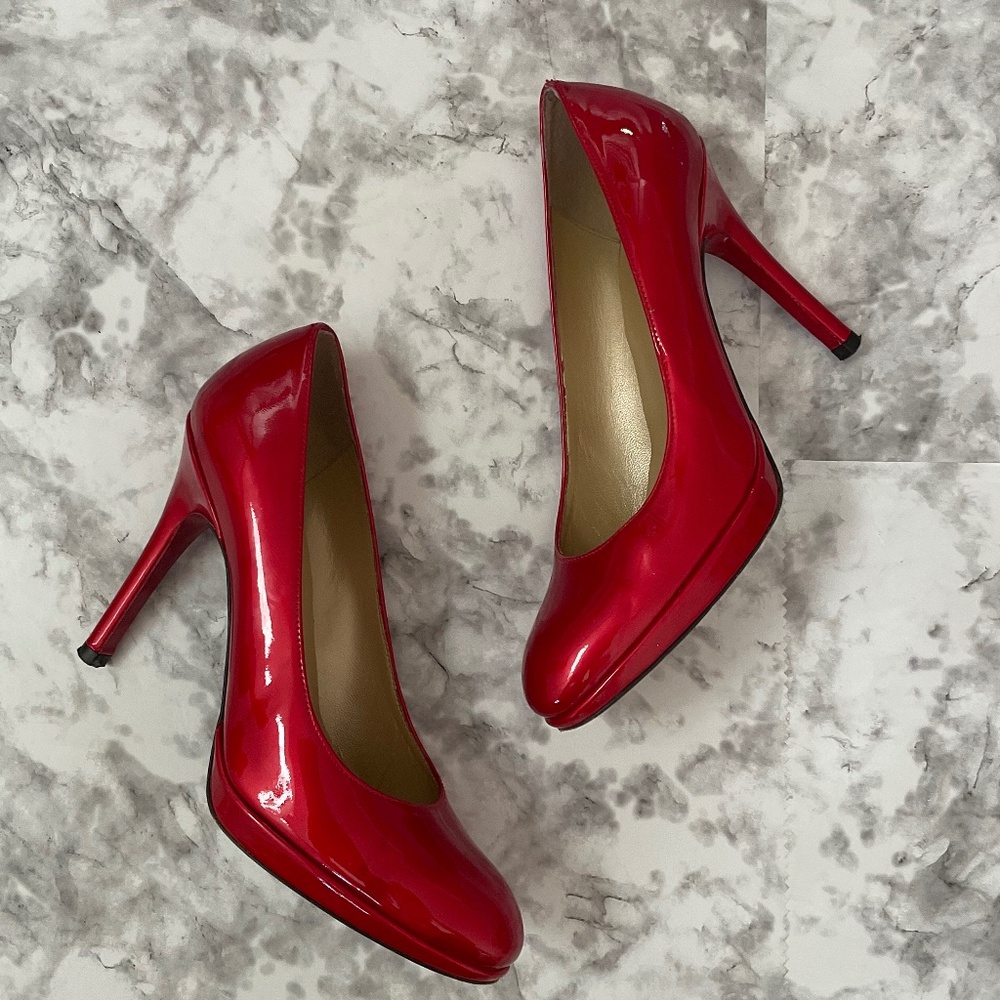 Stuart Weitzman Platswoon Red Patent Leather Pumps
